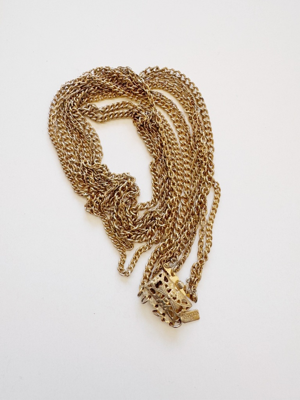 Vintage CITATION Gold Tone Multi Strand Layered Chain Necklace 19"